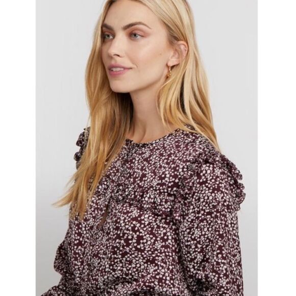 NWT Rebecca Minkoff Floral Ruffle Selandra Blouse Medium - Picture 5 of 6